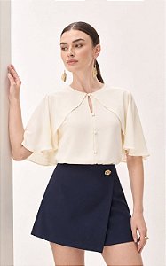 Short Saia Em Alfaiataria Com Broche Exclusivo Milalai