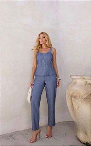 Conjunto Alfaiataria Regata Peplum e Calça