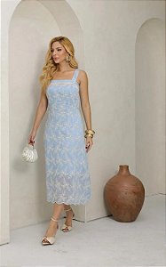 Vestido Midi Liocel Bordado