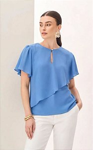 Blusa Assimetrico Com Botões Decote Milalai