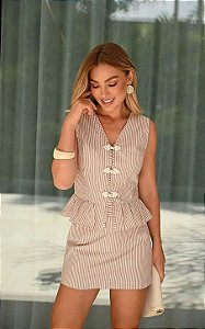 Regata Listra Peplum Abotoamento Milalai