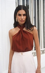 Regata Halter Texturizado Elo Vazado Donna Ritz