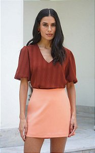 Blusa Alfaiataria Texturizado Manga Balone Donna Ritz