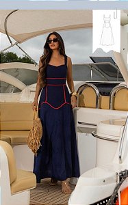 Vestido Longo Em Viscose Bordado