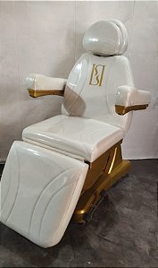 KIT MACA POLTRONA 100% ELÉTRICA LUXO 3 MOTORES + ESTRUTURA ( BASE DOURADA ) PERSONALIZADA DA SUA MACA ELÉTRICA + PLASTIFICAÇÃO + LOGO PERSONALIZADO DA SUA CLINICA + MOCHO COM PÉS DOURADO NA COR DA SUA MACA + LUPA EM LED DE ALUMINIO ARTUCULADA + RODIZIOS
