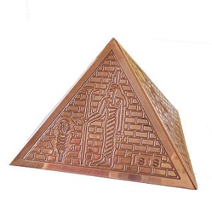 Pirâmide 10cm em Cobre com Ilustrações Egípcias