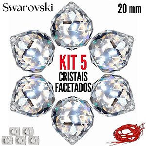 Kit 5 cristais Facetados Feng Shui Swarovski 20mm