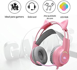 Fone De Ouvido Headset Gamer Gatinho  Kp-ga04