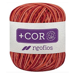 Barbante Neofios + Cor - Multicolor 200g Fio 6 - Goiaba/Vermelho/Vermelho Escuro