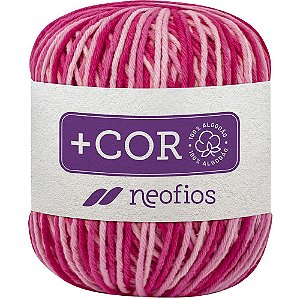 Barbante Neofios + Cor - Multicolor 200g Fio 6 - Rosa/Pink/Pink Escuro