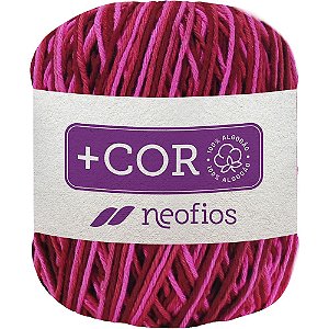 Barbante Neofios + Cor Multicolor 200g Fio 6 Rosa Médio/Bordo/Bordo Escuro