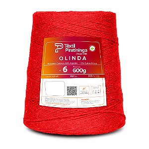 Barbante Olinda Colorido Fio 6 -  600g - Vermelho
