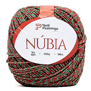 Barbante Núbia Brilho Têxtil Piratininga 200g Fio 6 - Verde/Vermelho/Prata