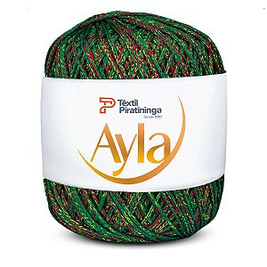 Linha Ayla Brilho Têxtil Piratininga 100g Natal Vermelho/Verde/Dourado