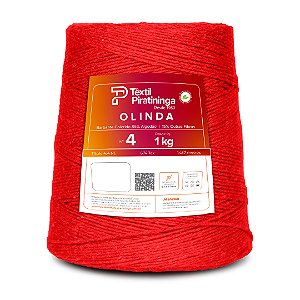 Barbante Olinda Têxtil Piratininga 1kg Fio 4 Vermelho