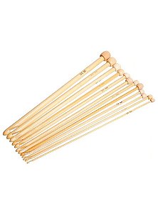 Kit Agulha de Bambu para Crochê Tunisiano 12 unidades