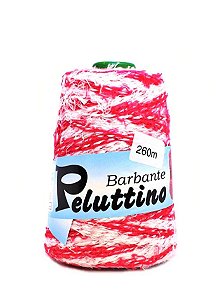 Barbante Felpudo Peluttino Mesclado Numero 6 Vermelho Maravilha/Branco