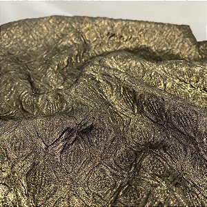 Tecido Jacquard Adamascado Preto e Dourado 1,45m