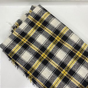 Tecido Flanela Xadrez 1,47m Amarelo Preto e Branco Para Roupas