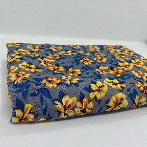Tecido Viscose Floral Azul 1,40m Para Roupas