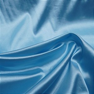 Tecido Cetim Azul Bebê Charmousse 1,40x1,00m Para Roupas e Decorações