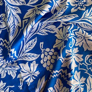Tecido Estampado 100% Viscose Floral Azul 1,45m