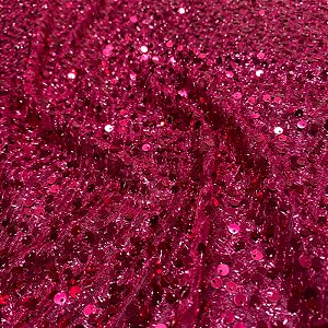 Tecido Malha Paetê Glamour Pink 1,45x1,00m Para Vestidos de Festa