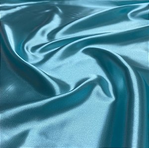 Tecido Cetim Liso Azul Tiffany Charmousse 1,40x1,00m Para Roupas e Decorações