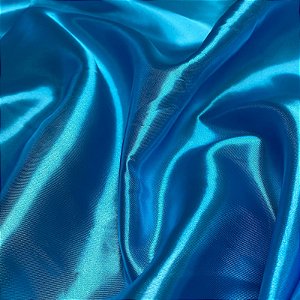 Tecido Cetim Charmousse Azul 1,40x1,00m Para Roupas e Decorações
