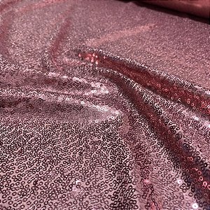 Tecido Malha Paetê Magestic Rosê 1,45x1,00m Para Vestidos