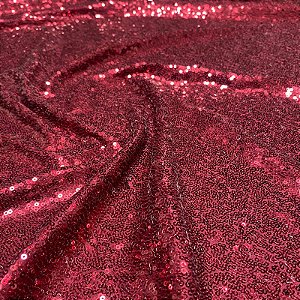 Tecido Malha Paetê Magestic Vermelho 1,45x1,00m Para Vestidos