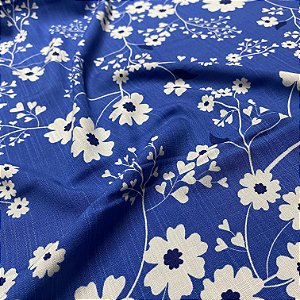 Tecido Viscolinho Azul Florzinhas Brancas 1,50m Roupas Femininas