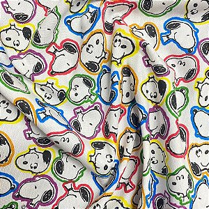 Tecido Tricoline Estampado Snoopy Colorido 1,40m Para Artesantos