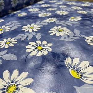 Toalha de Mesa Plástica Térmica Azul Floral 1,40m Cozinha Decoração