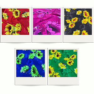 Tecido Viscose Estampa Digital Floral Girassol 1,40m Roupas Femininas