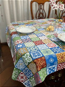 Toalha de Mesa Plástica Térmica Azulejo Portugues 1,40m Cozinha Decoração