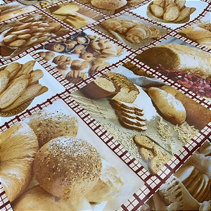 Toalha de Mesa Estampa Padaria Pvc Térmica 1,40m Cozinha Decoração