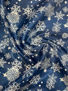 Tecido Cetim Frozen 1,40m Azul Festas Fantasias - Por metro linear
