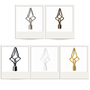 KIT Ponteira de Cortina Chama Torcida Para Varão Grosso 19mm Decoração Casa