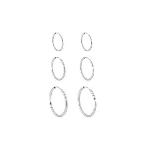 Trio de Brincos De Prata Argolinhas Redondas
