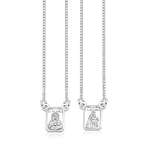 Escapulário de Prata Mini Sagrado Coração de Jesus Corrente Veneziana Tradicional V12