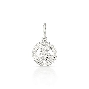 Pingente de Prata São Jorge Vazado com Detalhes na Borda