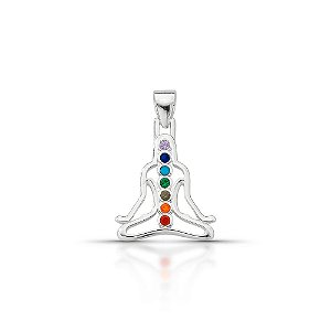 Pingente de Prata Yoga com Zircônias Coloridas