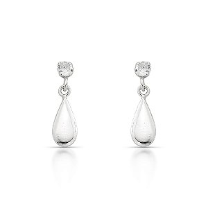 Brinco de Prata Gota Lisa e Zircônia