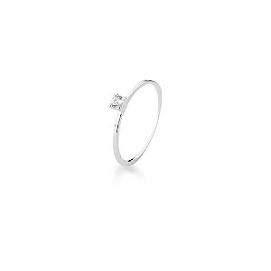 Anel de Prata Solitário Zircônia 3mm