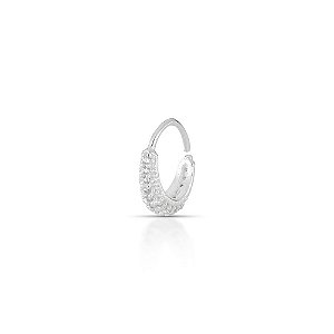 Piercing de Prata Argola com Uma Fileira de Zircônia Grossa