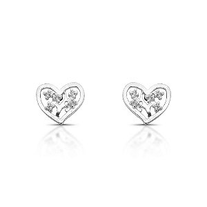 Brinco de Prata Coração Árvore da Vida Com Zircônias