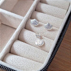 Conjunto de Prata Concha Sem Corrente