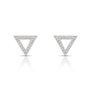 Brinco de Prata Triângulo Vazado Com Zircônias