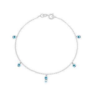 Pulseira de Prata 5 Olho Grego Murano Branco